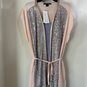 French Connection Sequin Blush Dress Tie Waist NWT Sz 12
